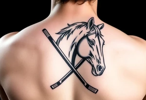 Horse with hockey sticks tattoo idea