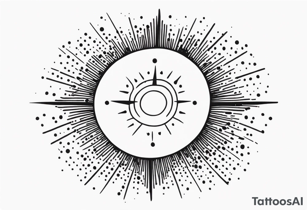simplistic sun made of black dots tattoo idea