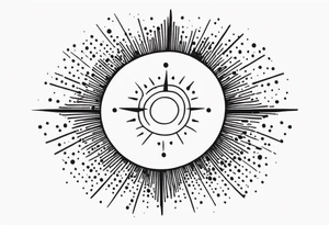 simplistic sun made of black dots tattoo idea