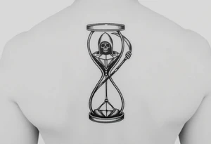 Simple but nice hourglass with trippy art details and a diamond and grim reaper. tattoo idea