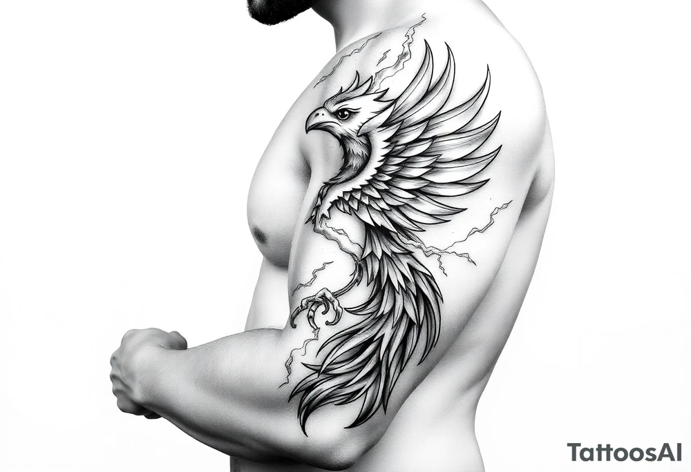 There should be clouds, and within the clouds, a phoenix surrounded by lightning.” tattoo idea