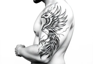 There should be clouds, and within the clouds, a phoenix surrounded by lightning.” tattoo idea
