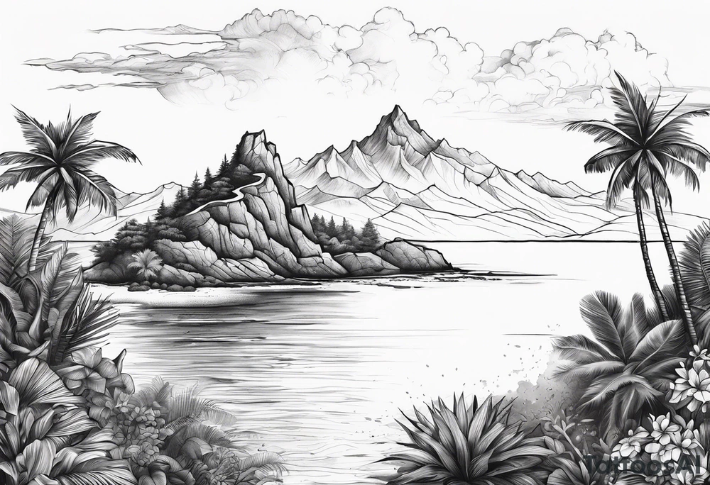 island background horizon tattoo idea