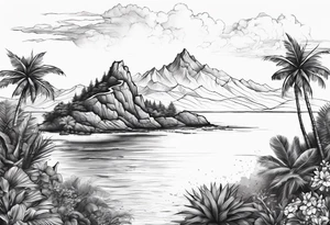 island background horizon tattoo idea