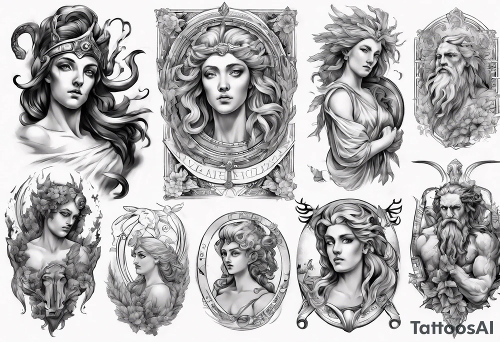 Greek Mythology upper sleeve tattoo idea