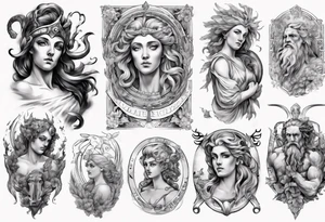 Greek Mythology upper sleeve tattoo idea