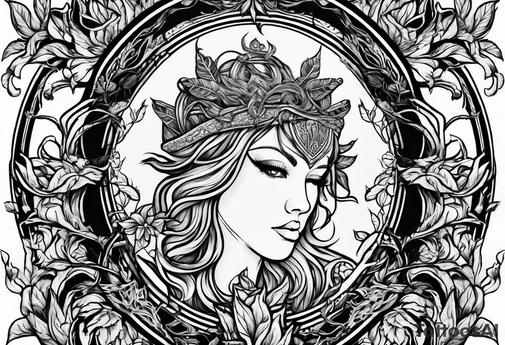 virgo sign made out of tree roots tattoo idea
