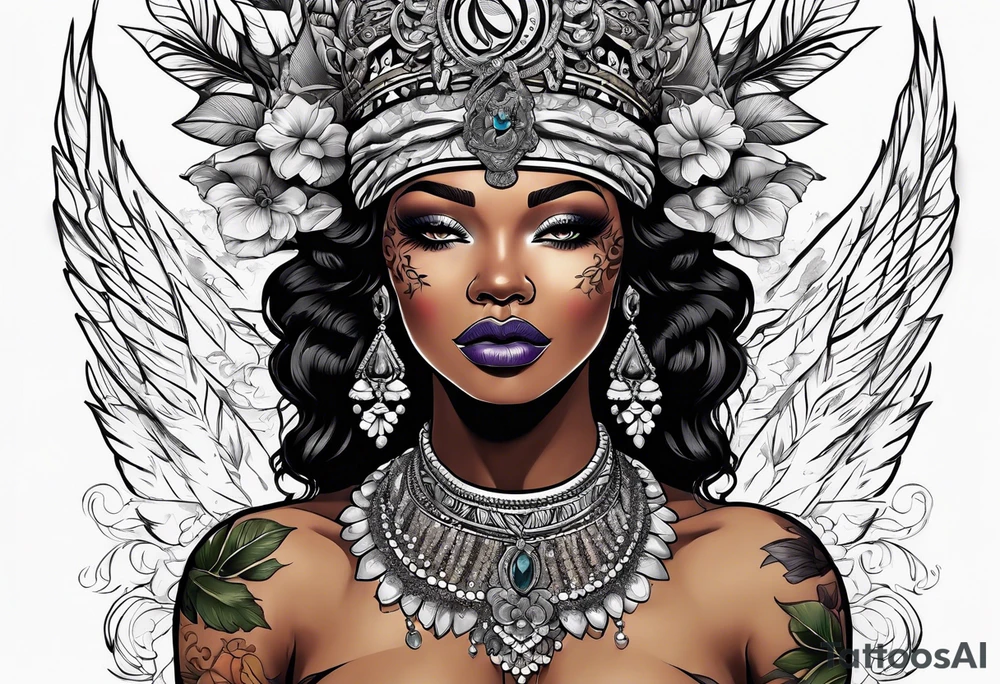 Black Goddess of cocaine tattoo idea