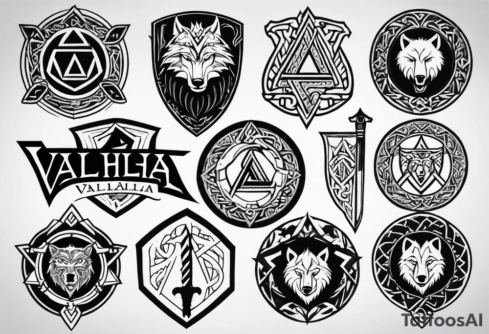 Sword shield dragon Valhalla valknut bear wolf tattoo idea