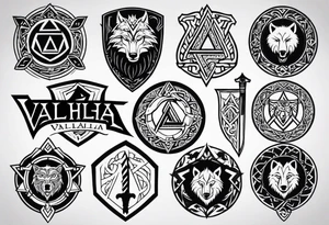 Sword shield dragon Valhalla valknut bear wolf tattoo idea
