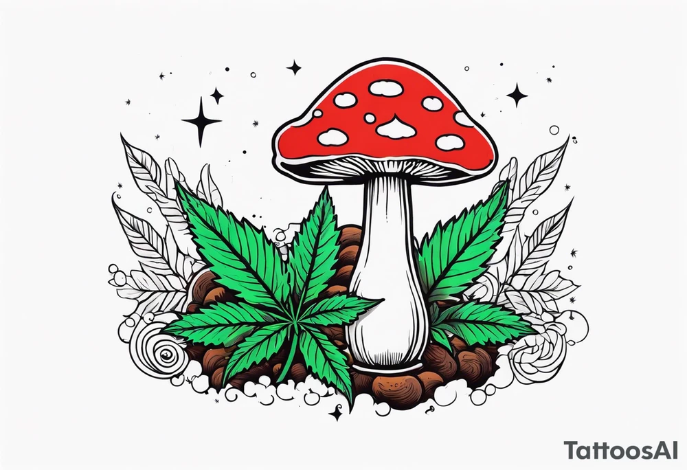 shroom and marijuana tattoo tattoo idea