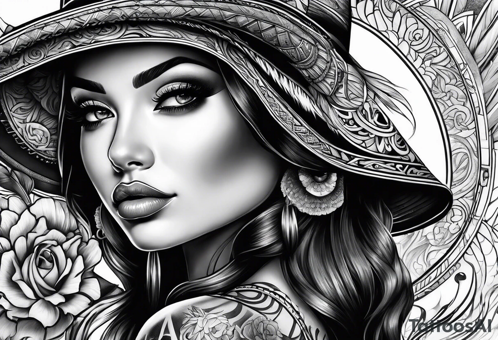 Chicano style girl tattoo idea