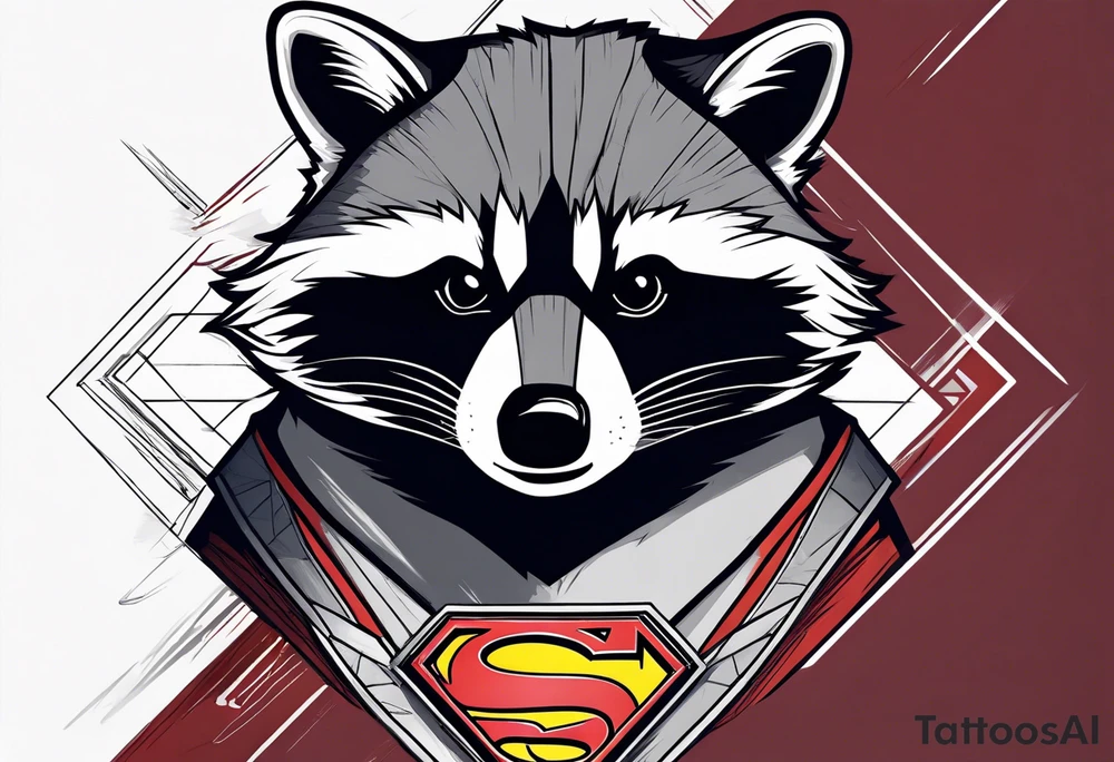 raccoon wearing a Superman t-shirt tattoo idea