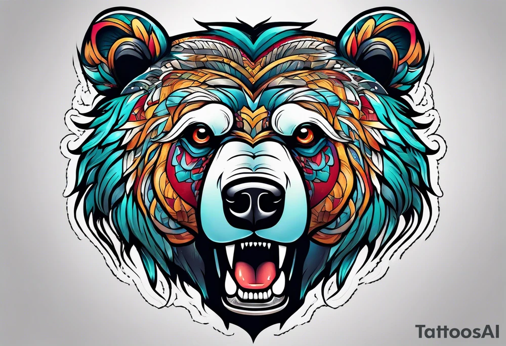 Bear head tattoo idea