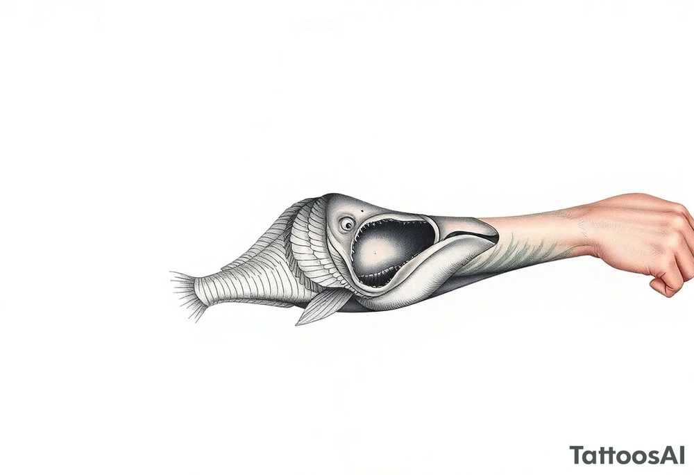 Fish mouth swallowing my arm tattoo idea