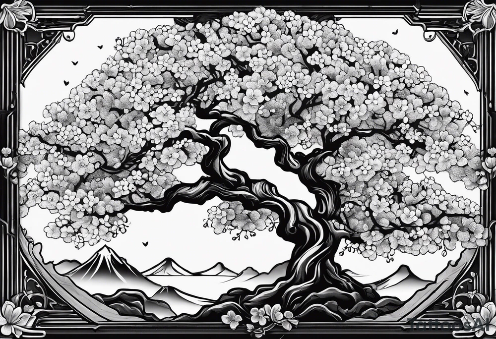 I love you in another language with cherry blossom trees coming im and out of it tattoo idea