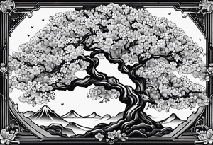 I love you in another language with cherry blossom trees coming im and out of it tattoo idea