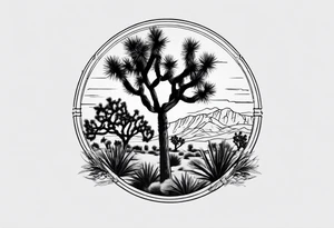Joshua tree and bushes tattoo idea
