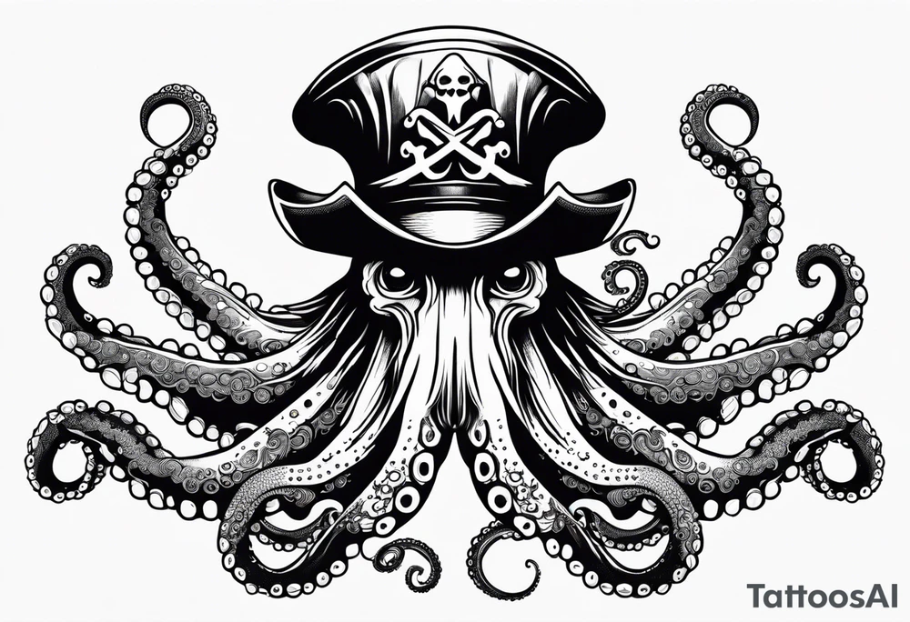 octopus wearing a pirate hat tattoo idea