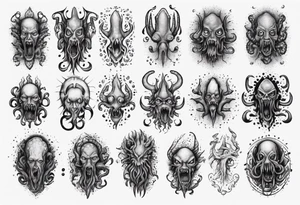 lovecraft monster for arms and forearms tattoo idea
