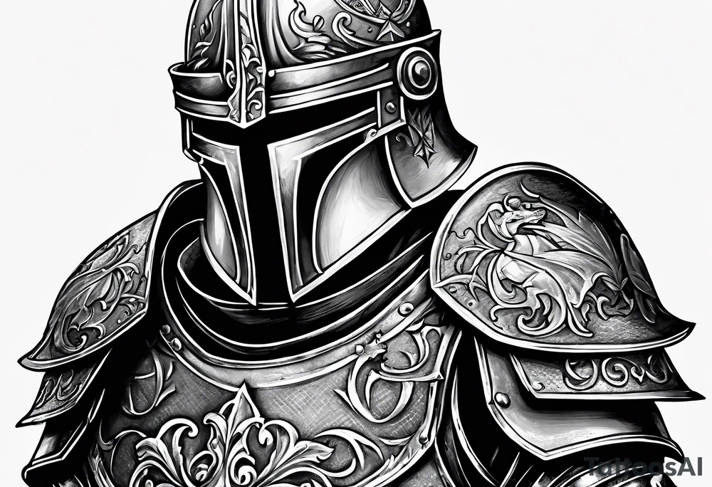 knight with heavy armor with less detail tattoo idea