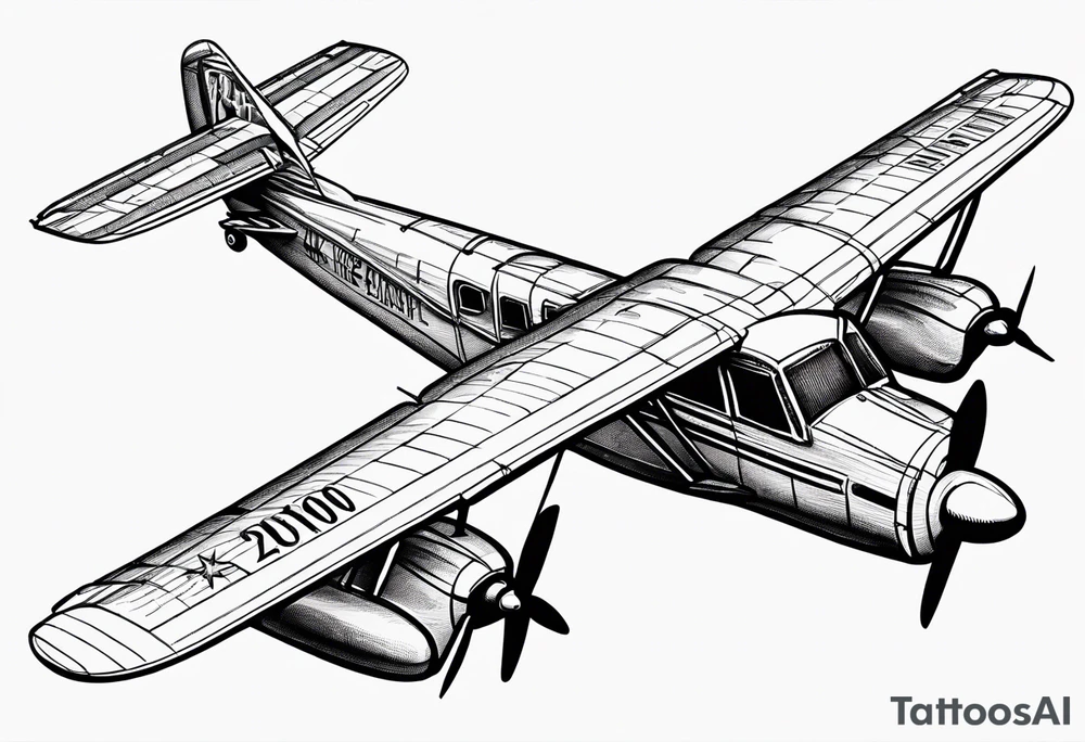 Plane Cross with Roman numeral Jan 18 2023 tattoo idea