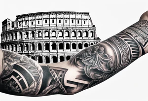 Sleeve tattoo, Roman empire, legionaries, gladiator, Colosseum tattoo idea