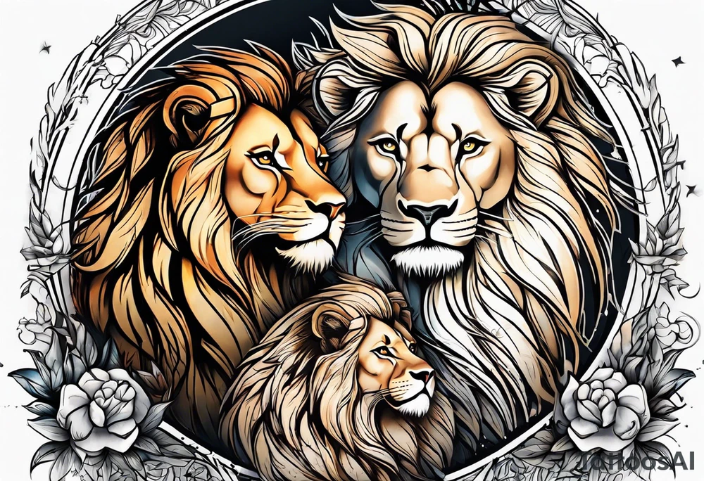 Male and Female. Lions. Power and love. One protecting the other tattoo idea