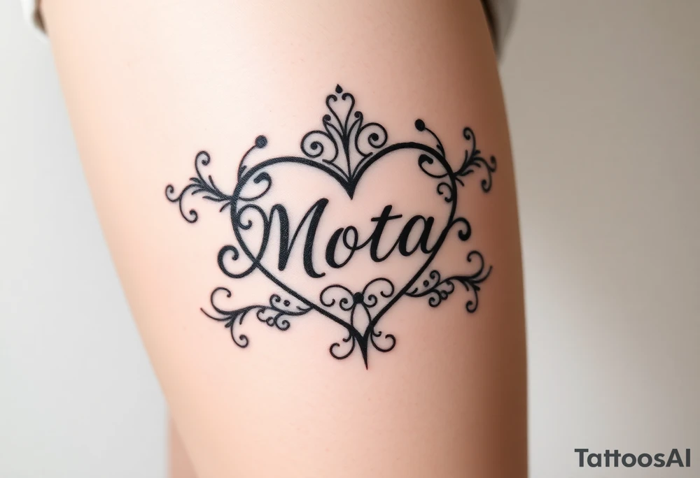 The name Mota within a heart tattoo idea
