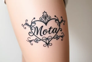 The name Mota within a heart tattoo idea