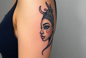 African goddess with tribal face tattoo idea