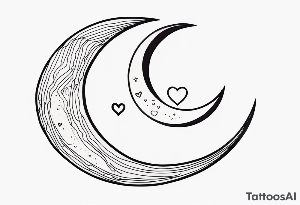 Crescent moon with a love heart inside it tattoo idea
