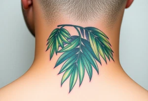 realistic large woven palm leaves tattoo idea