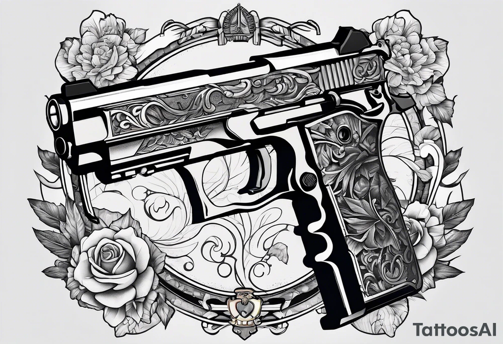 The letters AR with a pistol on each side tattoo idea