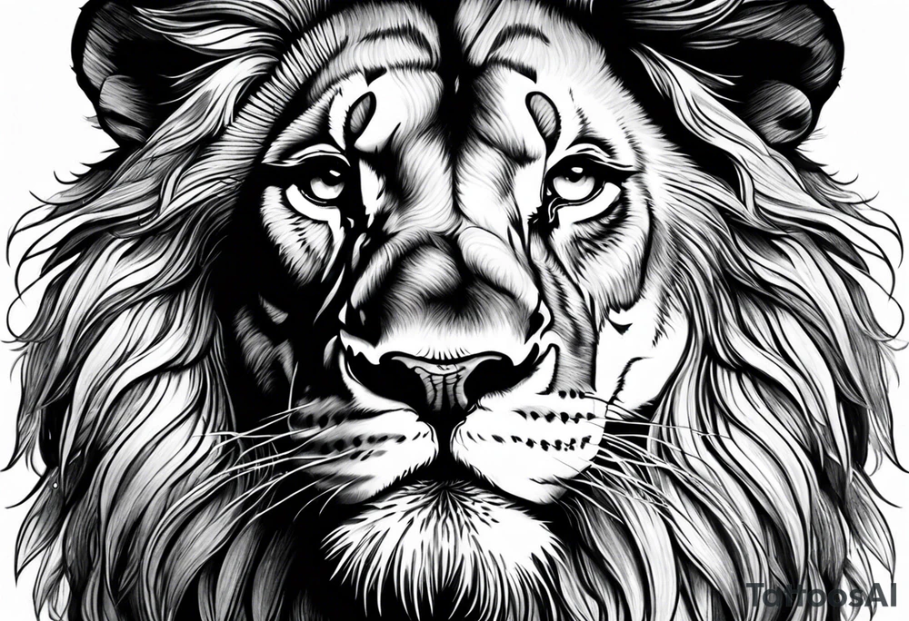 powerful majestic lion, close-up tattoo idea