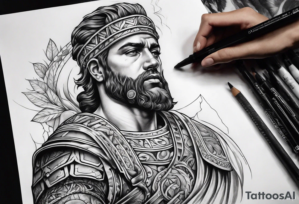 roman inspired half sleeve tattoo idea