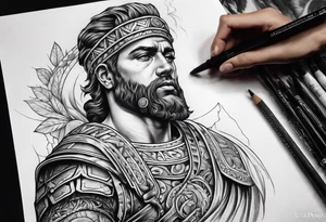 roman inspired half sleeve tattoo idea