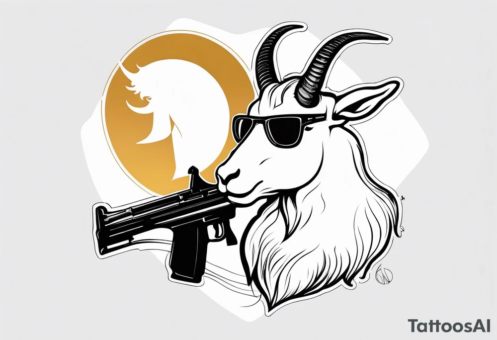 capricorn with sunglasses and shotgun tattoo idea