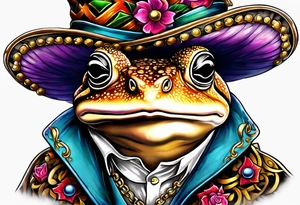 Toad wearing pimp fur coat no shirt tattoo idea