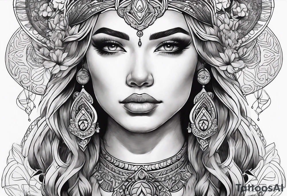 Goddess face tattoo idea