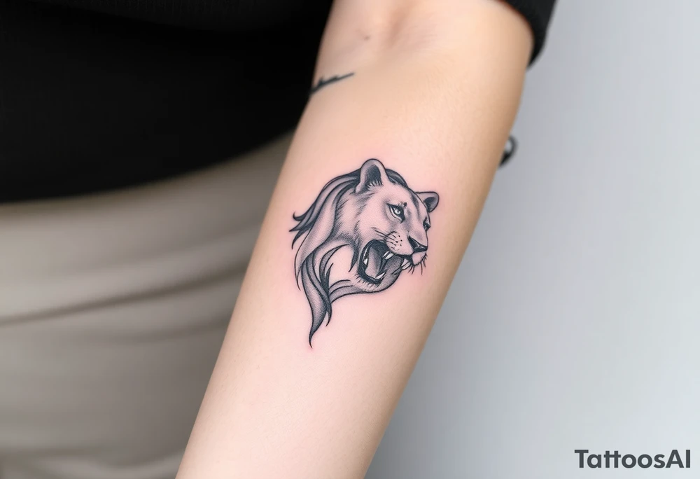 Half of a lioness tattoo idea