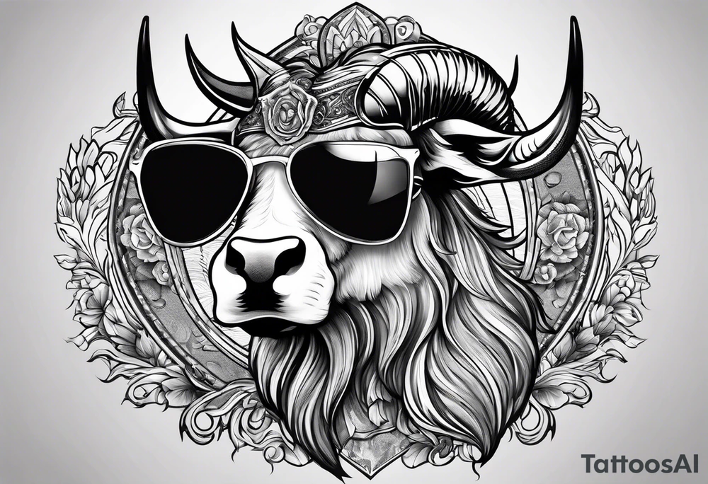 capricorn with sunglasses and shotgun tattoo idea