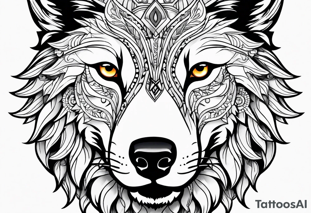 Wolf face tattoo idea
