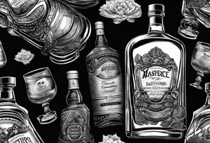 Canadian whiskey bottle tattoo idea