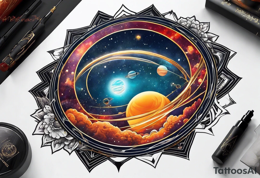 Man,solar, planet space tattoo idea