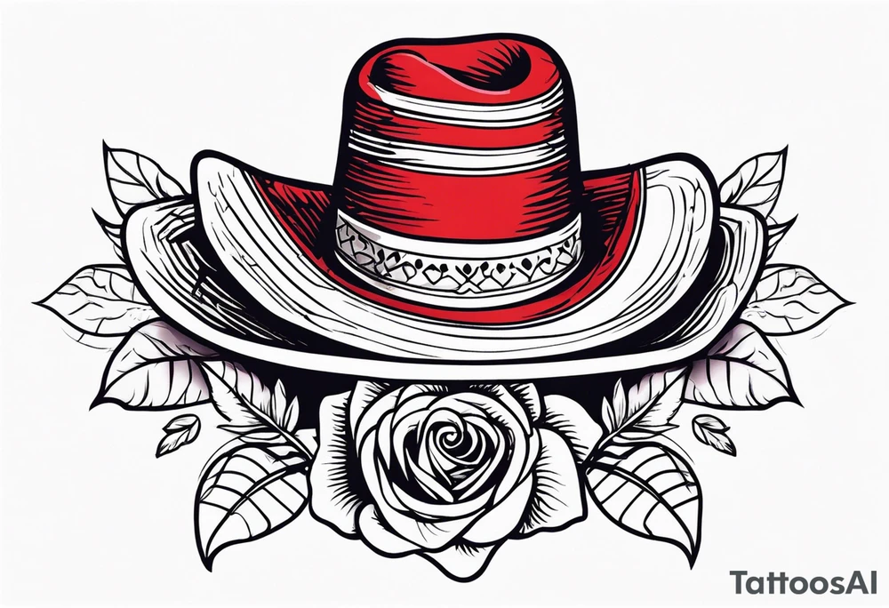 Mexican hat
red rose
day of dead tattoo idea