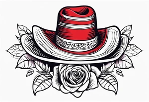 Mexican hat
red rose
day of dead tattoo idea