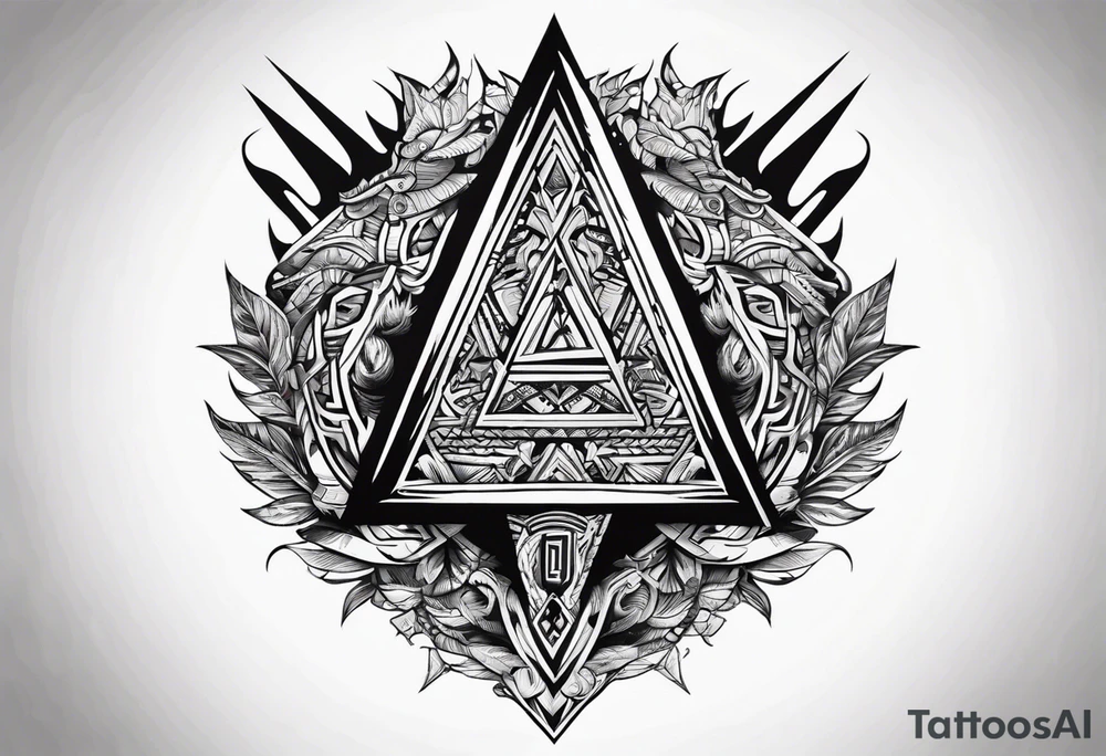 Valhalla sword shield axe Valknut fire tattoo idea