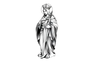 Saint Barbara standing with sword tattoo idea