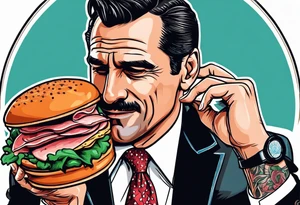 Don Draper eating a ham sandwich at a basketball game tattoo idea